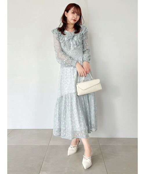 dazzlin バックリボンレースフリルワンピース　ホワイト dazzlin（ダズリン）の「バックリボンレースフリルワンピース