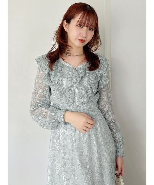 セール】バックリボンレースフリルワンピース（ワンピース）｜dazzlin