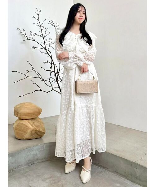 セール】バックリボンレースフリルワンピース（ワンピース）｜dazzlin