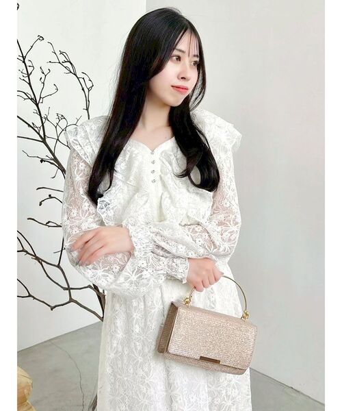 バックリボンレースフリルワンピース（ワンピース）｜dazzlin