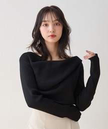 ニット/セーター（ブラック/黒色系・オフショルダー）ファッション通販