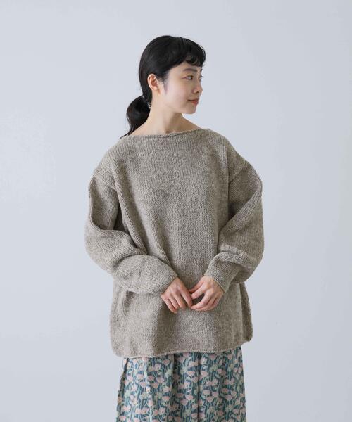 かぐれ（カグレ）の「『2サイズ展開』ペルーボートネックニット（ニット/セーター・レディース・グレー/アイボリー・LARGE/MEDIUM）」の11枚目の写真