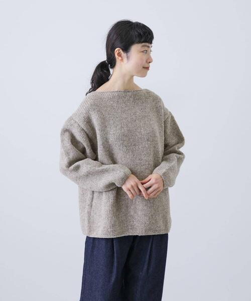 かぐれ（カグレ）の「『2サイズ展開』ペルーボートネックニット（ニット/セーター・レディース・グレー/アイボリー・LARGE/MEDIUM）」の19枚目の写真