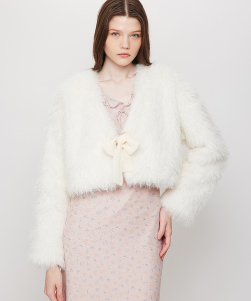 ME COUTURE（ミークチュール）の「Poodle エコファーコート（その他アウター・レディース・モカ/オフホワイト・FREE）」の15枚目の写真