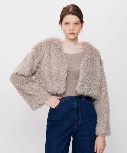 ME COUTURE（ミークチュール）の「Poodle エコファーコート（その他アウター・レディース・モカ/オフホワイト・FREE）」の14枚目の写真