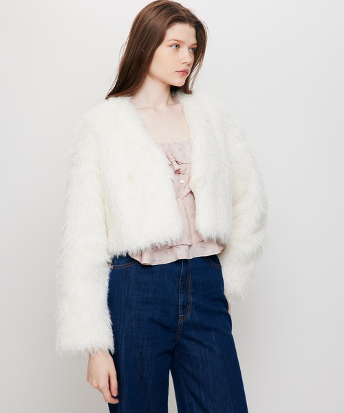 ME COUTURE（ミークチュール）の「Poodle エコファーコート（その他アウター・レディース・モカ/オフホワイト・FREE）」の10枚目の写真