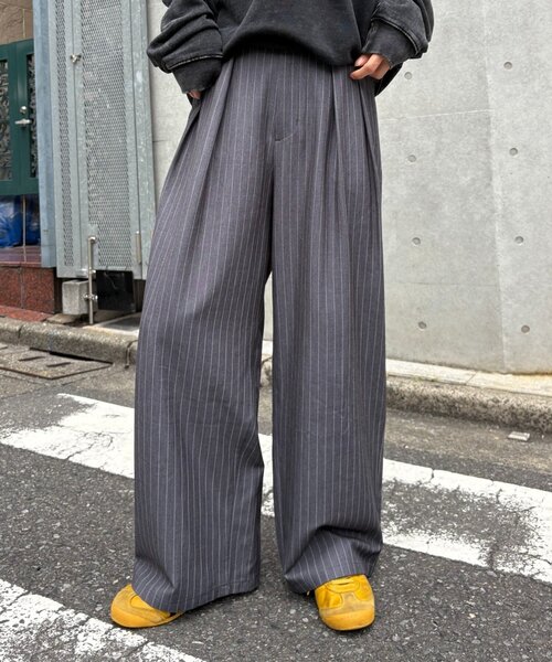 【極太】INSERCH インサーチ 極太スラックス ワイドスラックス W34 セール】【新色追加/3サイズ展開】タックボリュームワイドスラックス