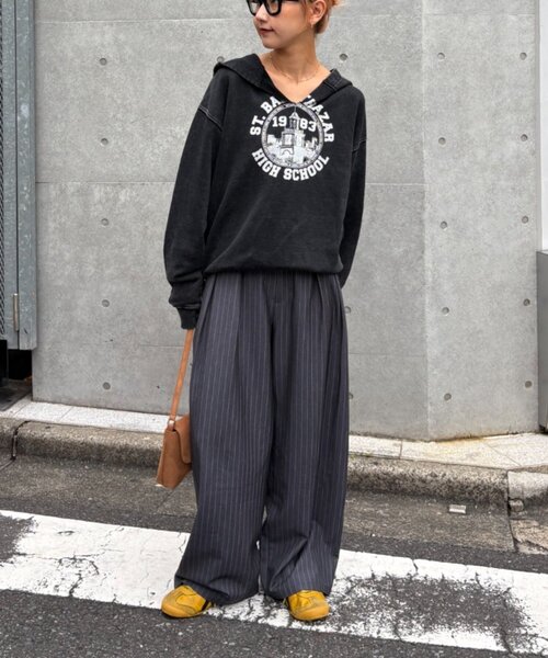 CIAOPANIC TYPY(チャオパニックティピー)の「【新色追加/3サイズ展開】タックボリュームワイドスラックス(スラックス・レディース・グレー/ネイビー/ブラック/ブラック系その他/ブラウン・SMALL/LARGE/MEDIUM)」の8枚目の写真