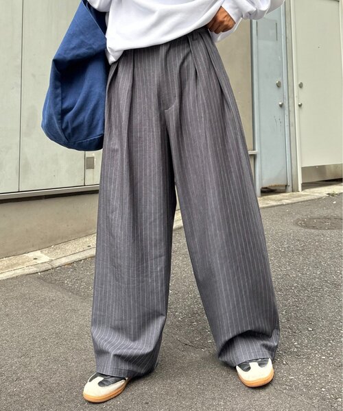 セール】【新色追加/3サイズ展開】タックボリュームワイドスラックス