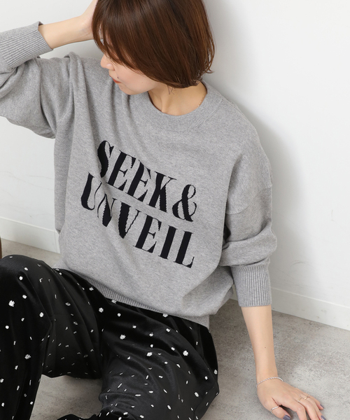 JOURNAL STANDARD relume(ジャーナルスタンダード レリューム)の「《一部WEB限定》コットンカシミヤミックスロゴニット(ニット/セーター・レディース・ネイビー/グレー/イエロー/アイボリー・FREE)」の3枚目の写真