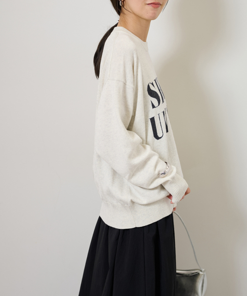 JOURNAL STANDARD relume(ジャーナルスタンダード レリューム)の「《一部WEB限定》コットンカシミヤミックスロゴニット(ニット/セーター・レディース・ネイビー/グレー/イエロー/アイボリー・FREE)」の5枚目の写真