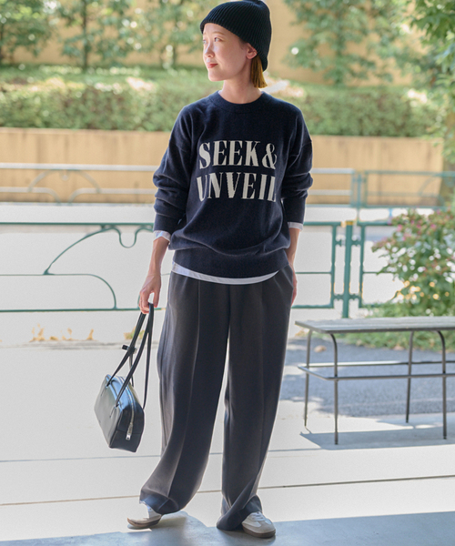 JOURNAL STANDARD relume(ジャーナルスタンダード レリューム)の「《一部WEB限定》コットンカシミヤミックスロゴニット(ニット/セーター・レディース・ネイビー/グレー/イエロー/アイボリー・FREE)」の15枚目の写真