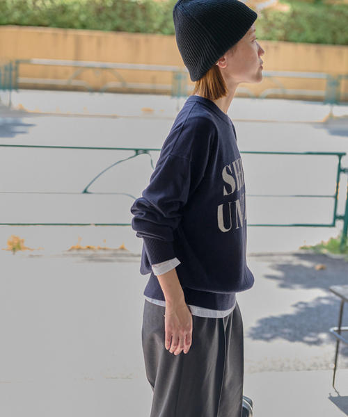 JOURNAL STANDARD relume(ジャーナルスタンダード レリューム)の「《一部WEB限定》コットンカシミヤミックスロゴニット(ニット/セーター・レディース・ネイビー/グレー/イエロー/アイボリー・FREE)」の19枚目の写真