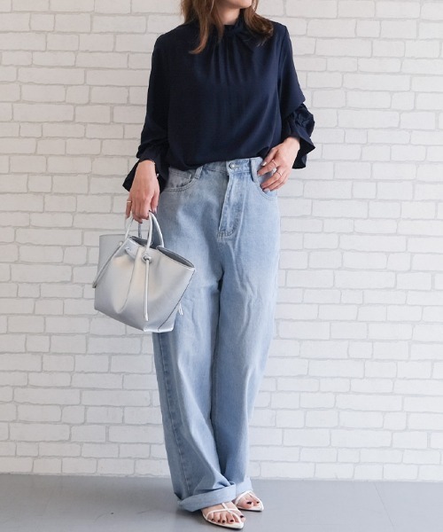 aquagarage(アクアガレージ)の「フリルスタンドカラーブラウス(シャツ/ブラウス・レディース・ブラック/ホワイト/ネイビー・L/M)」の14枚目の写真