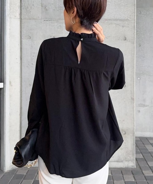 aquagarage(アクアガレージ)の「フリルスタンドカラーブラウス(シャツ/ブラウス・レディース・ブラック/ホワイト/ネイビー・L/M)」の22枚目の写真