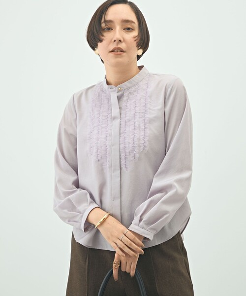 セール】ウォッシャブル前チュールフリルブラウス（シャツ/ブラウス