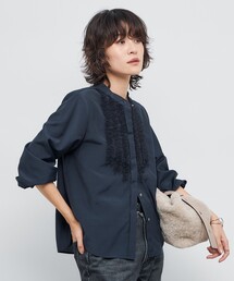 【新品】NOLLEY'S 長袖 ブラウス L38 青 ウール 日本製 ノーリーズ NOLLEY'S｜ノーリーズのシャツ/ブラウス（ブルー・ネイビー/青色