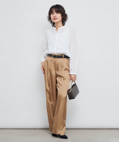 NOLLEY’S（ノーリーズ）の「ウォッシャブル前チュールフリルブラウス（シャツ/ブラウス・レディース・オフホワイト/ネイビー/キャメル/ラベンダー・38）」の12枚目の写真