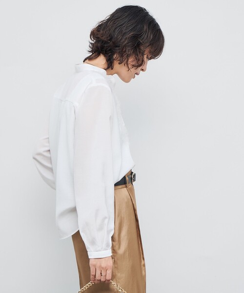 NOLLEY’S（ノーリーズ）の「ウォッシャブル前チュールフリルブラウス（シャツ/ブラウス・レディース・オフホワイト/ネイビー/キャメル/ラベンダー・38）」の16枚目の写真