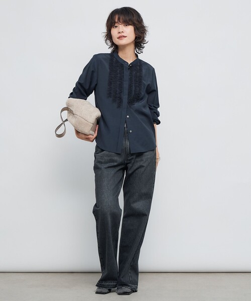 NOLLEY’S（ノーリーズ）の「ウォッシャブル前チュールフリルブラウス（シャツ/ブラウス・レディース・オフホワイト/ネイビー/キャメル/ラベンダー・38）」の20枚目の写真