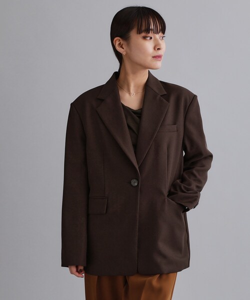OPAQUE.CLIP(オペークドットクリップ)の「【es】ビッグテーラードジャケット【UVケア/洗濯機OK】(テーラードジャケット・レディース・ブラック/ブラウン系その他・00)」の7枚目の写真