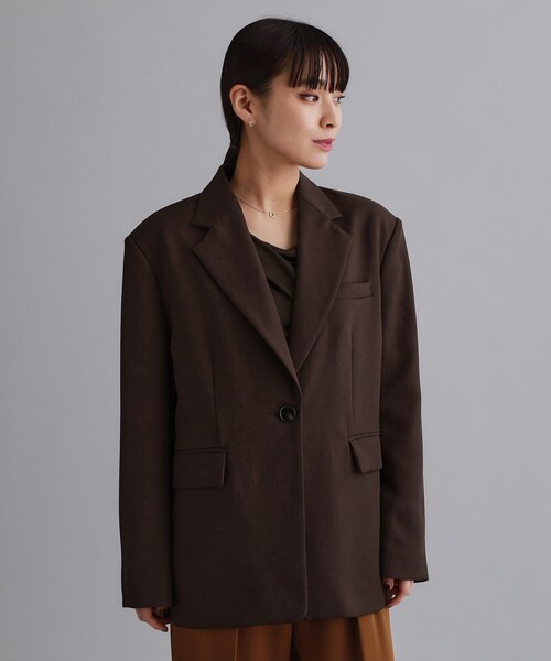 OPAQUE.CLIP(オペークドットクリップ)の「【es】ビッグテーラードジャケット【UVケア/洗濯機OK】(テーラードジャケット・レディース・ブラック/ブラウン系その他・00)」の11枚目の写真