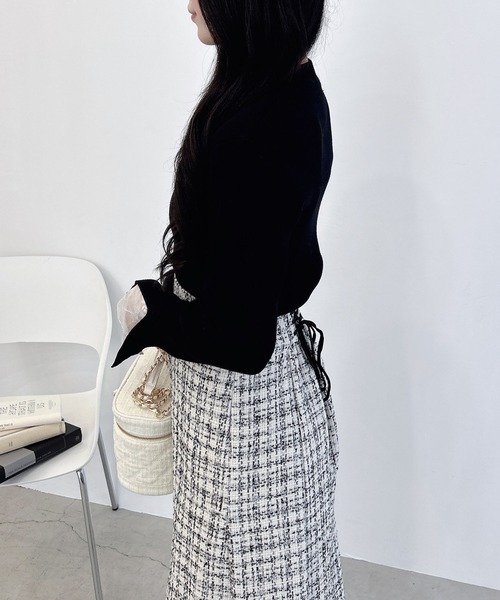 INGNI（イング）の「袖スリットレースニット（ニット/セーター・レディース・ブラック/アイボリー/チャコールグレー/ボルドー・M）」の19枚目の写真