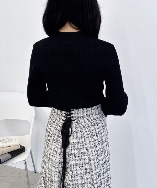 INGNI（イング）の「袖スリットレースニット（ニット/セーター・レディース・ブラック/アイボリー/チャコールグレー/ボルドー・M）」の20枚目の写真