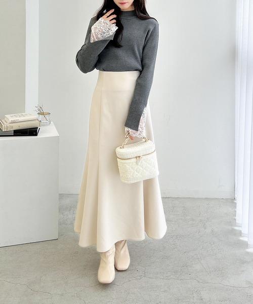 INGNI（イング）の「袖スリットレースニット（ニット/セーター・レディース・ブラック/アイボリー/チャコールグレー/ボルドー・M）」の11枚目の写真