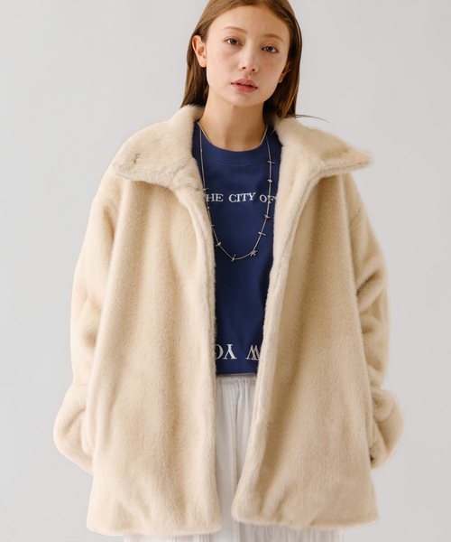 Rouge vif la cle（ルージュヴィフラクレ）の「【nap / ナップ】フェイクファー スタンドカラー ブルゾン（ブルゾン・レディース・アイボリー・フリー）」の2枚目の写真