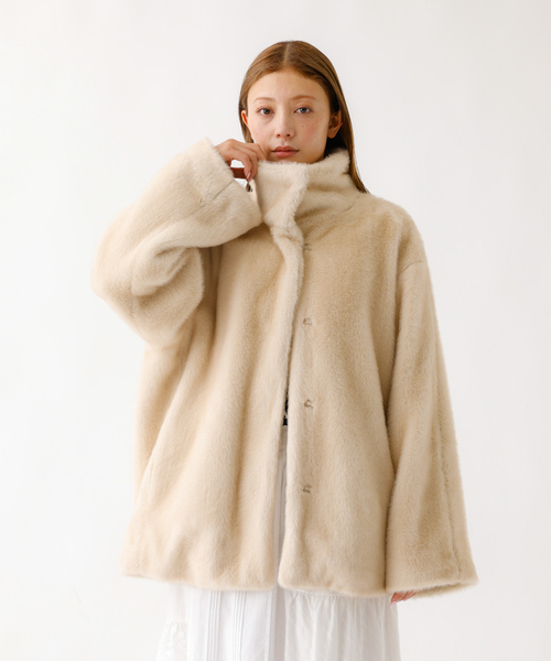 Rouge vif la cle（ルージュヴィフラクレ）の「【nap / ナップ】フェイクファー スタンドカラー ブルゾン（ブルゾン・レディース・アイボリー・フリー）」の3枚目の写真