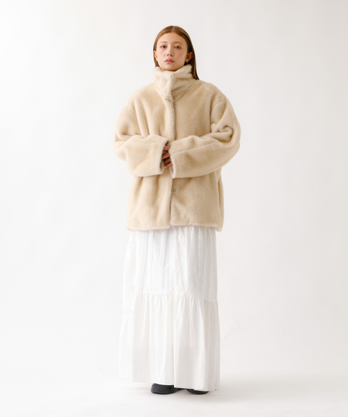 Rouge vif la cle（ルージュヴィフラクレ）の「【nap / ナップ】フェイクファー スタンドカラー ブルゾン（ブルゾン・レディース・アイボリー・フリー）」の6枚目の写真