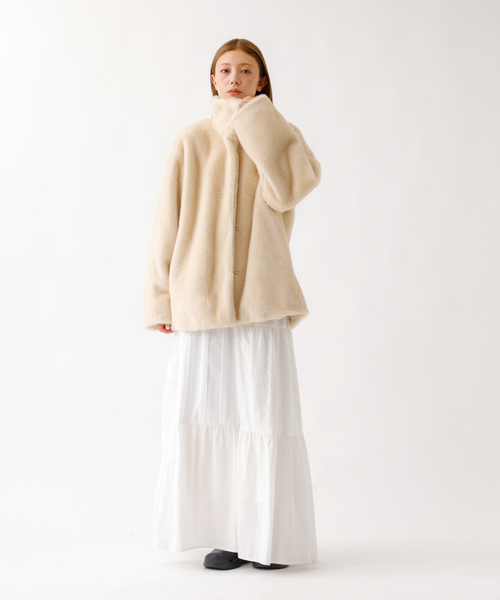 Rouge vif la cle（ルージュヴィフラクレ）の「【nap / ナップ】フェイクファー スタンドカラー ブルゾン（ブルゾン・レディース・アイボリー・フリー）」の11枚目の写真