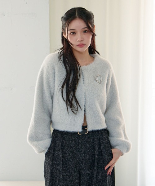 archives（アルシーヴ）の「【ＳＥＴＵＰ対応】ダブルフェイスフェザーニットカーディガン（カーディガン/ボレロ・レディース・モカ/ネイビー/アイボリー/グレー・MEDIUM）」の15枚目の写真