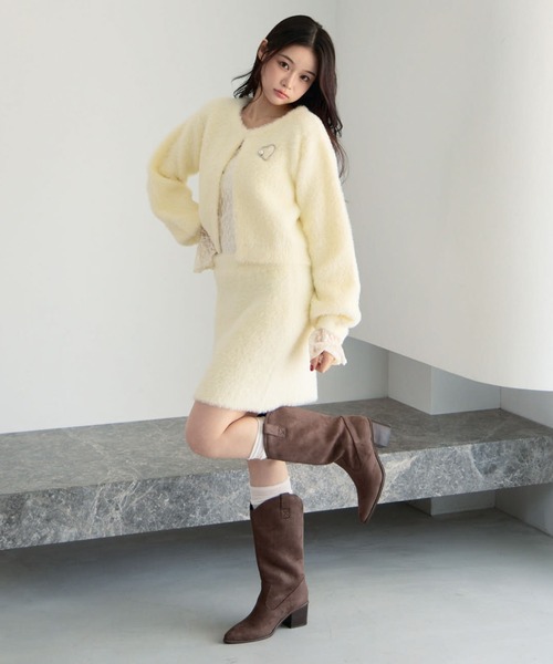 archives（アルシーヴ）の「【ＳＥＴＵＰ対応】ダブルフェイスフェザーニットカーディガン（カーディガン/ボレロ・レディース・モカ/ネイビー/アイボリー/グレー・MEDIUM）」の13枚目の写真