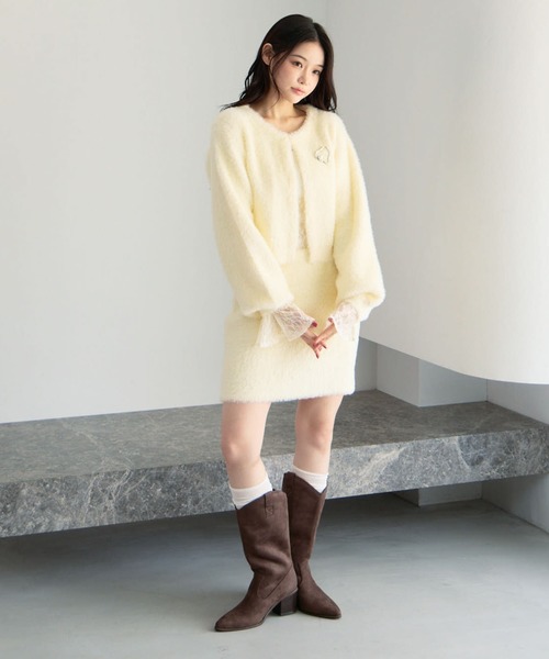 archives（アルシーヴ）の「【ＳＥＴＵＰ対応】ダブルフェイスフェザーニットカーディガン（カーディガン/ボレロ・レディース・モカ/ネイビー/アイボリー/グレー・MEDIUM）」の10枚目の写真