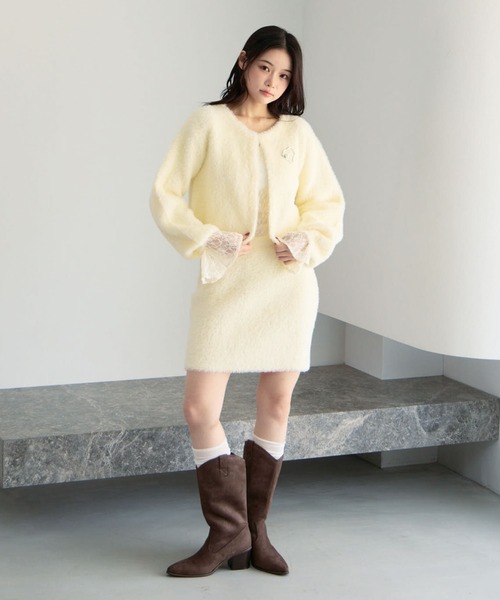 archives（アルシーヴ）の「【ＳＥＴＵＰ対応】ダブルフェイスフェザーニットカーディガン（カーディガン/ボレロ・レディース・モカ/ネイビー/アイボリー/グレー・MEDIUM）」の11枚目の写真