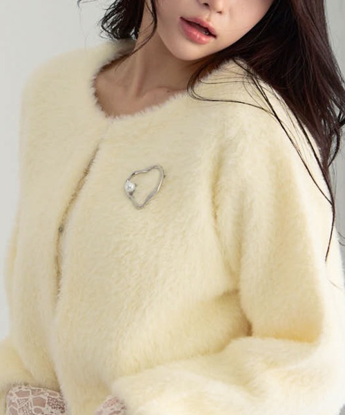 archives（アルシーヴ）の「【ＳＥＴＵＰ対応】ダブルフェイスフェザーニットカーディガン（カーディガン/ボレロ・レディース・モカ/ネイビー/アイボリー/グレー・MEDIUM）」の9枚目の写真