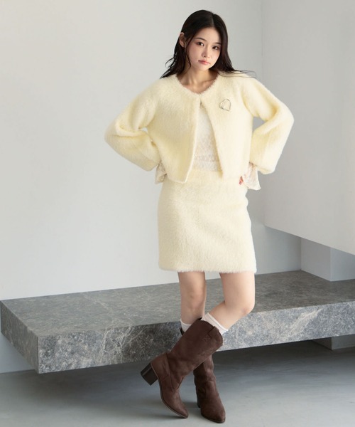 archives（アルシーヴ）の「【ＳＥＴＵＰ対応】ダブルフェイスフェザーニットカーディガン（カーディガン/ボレロ・レディース・モカ/ネイビー/アイボリー/グレー・MEDIUM）」の12枚目の写真