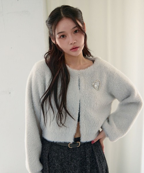 archives（アルシーヴ）の「【ＳＥＴＵＰ対応】ダブルフェイスフェザーニットカーディガン（カーディガン/ボレロ・レディース・モカ/ネイビー/アイボリー/グレー・MEDIUM）」の14枚目の写真