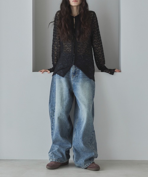 feepur(フェピュール)の「襟付レースカーディガン(カーディガン/ボレロ・レディース・アイボリー/ブラック・MEDIUM)」の14枚目の写真