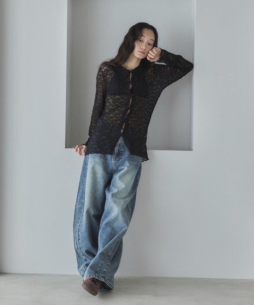 feepur(フェピュール)の「襟付レースカーディガン(カーディガン/ボレロ・レディース・アイボリー/ブラック・MEDIUM)」の18枚目の写真