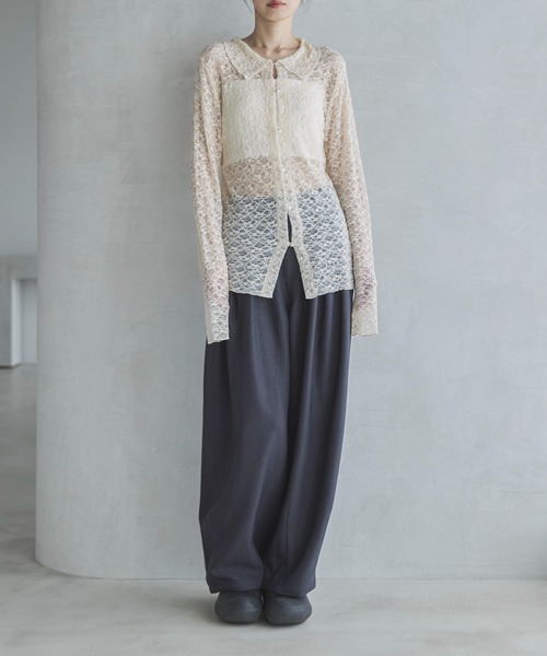 feepur(フェピュール)の「襟付レースカーディガン(カーディガン/ボレロ・レディース・アイボリー/ブラック・MEDIUM)」の3枚目の写真