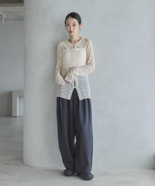 feepur(フェピュール)の「襟付レースカーディガン(カーディガン/ボレロ・レディース・アイボリー/ブラック・MEDIUM)」の5枚目の写真