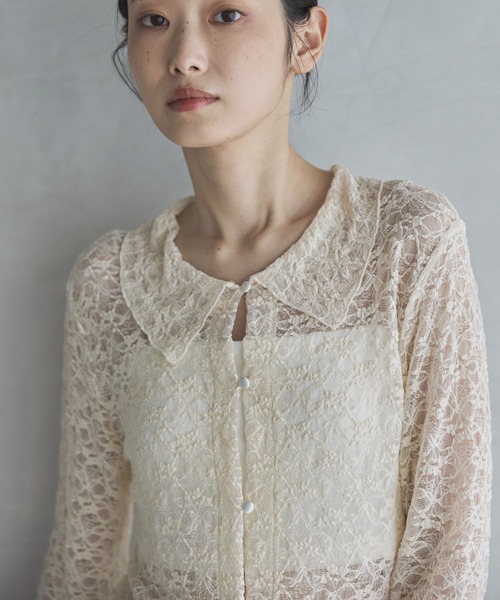 feepur(フェピュール)の「襟付レースカーディガン(カーディガン/ボレロ・レディース・アイボリー/ブラック・MEDIUM)」の13枚目の写真