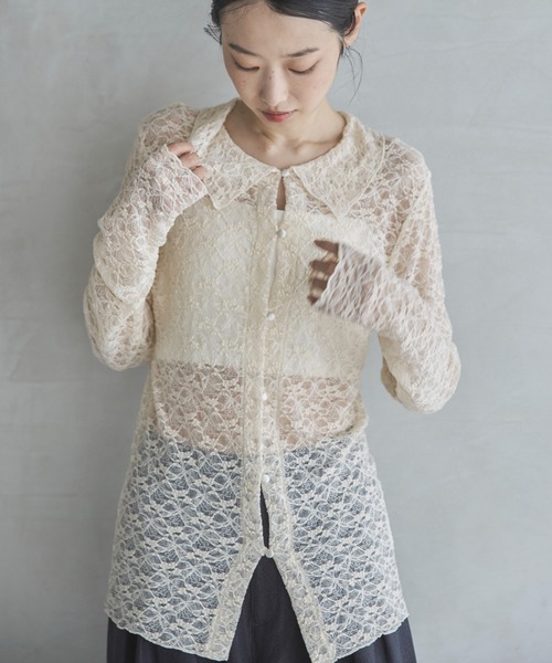 feepur(フェピュール)の「襟付レースカーディガン(カーディガン/ボレロ・レディース・アイボリー/ブラック・MEDIUM)」の11枚目の写真