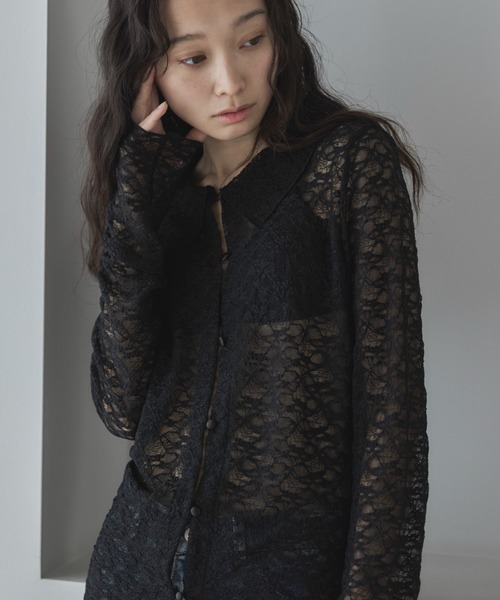 feepur(フェピュール)の「襟付レースカーディガン(カーディガン/ボレロ・レディース・アイボリー/ブラック・MEDIUM)」の20枚目の写真