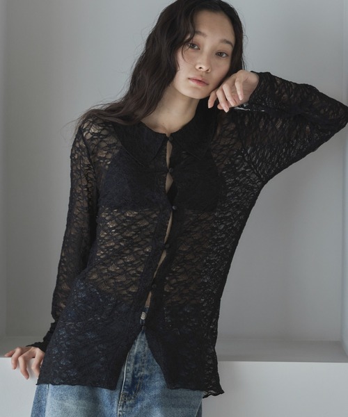 feepur(フェピュール)の「襟付レースカーディガン(カーディガン/ボレロ・レディース・アイボリー/ブラック・MEDIUM)」の19枚目の写真