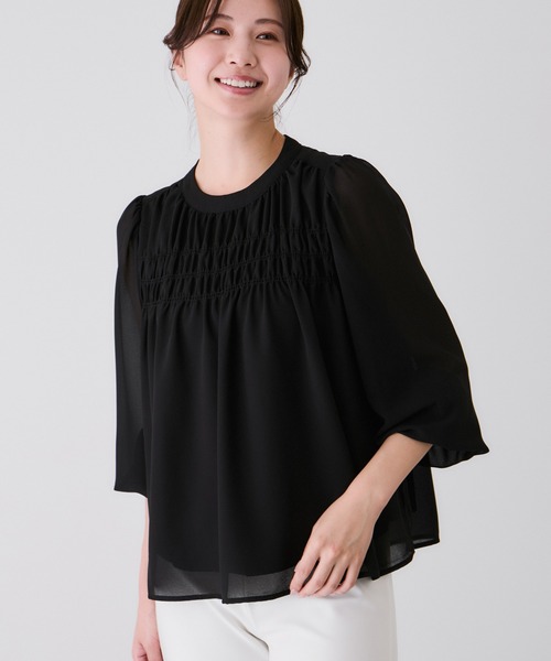 Jayro(ジャイロ)の「シフォンシャーリングブラウス(シャツ/ブラウス・レディース・ホワイト系その他/ピンク/ブラック/ブルー系その他4・M)」の5枚目の写真