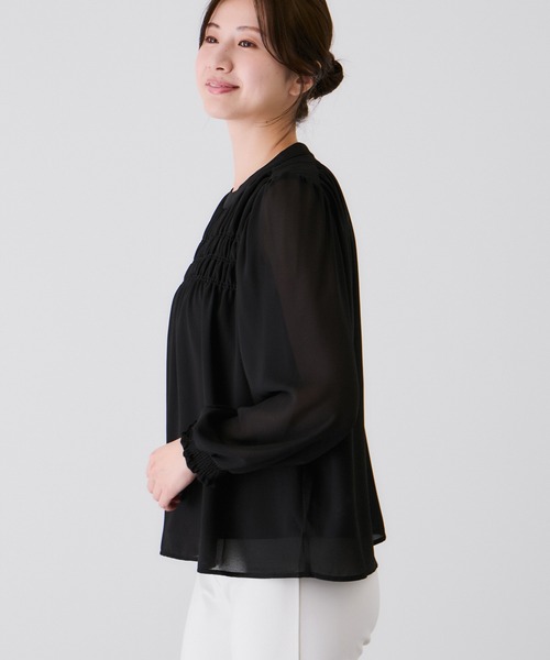 Jayro(ジャイロ)の「シフォンシャーリングブラウス(シャツ/ブラウス・レディース・ホワイト系その他/ピンク/ブラック/ブルー系その他4・M)」の6枚目の写真